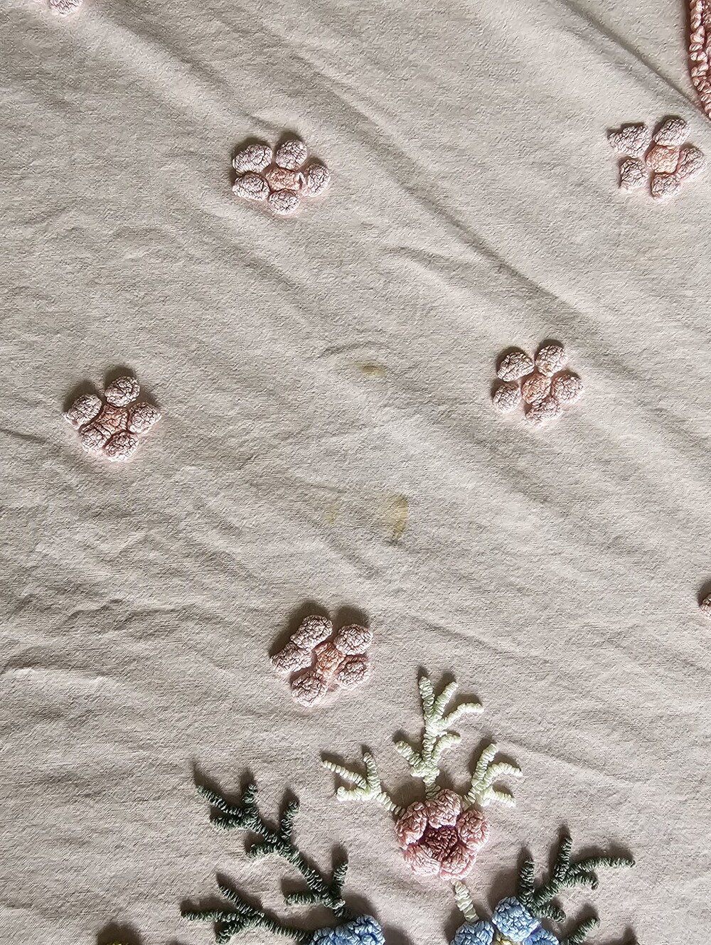 Vintage Retrac Embroidered Floral Bedspread - Rare Pink - Picture 8 of 10